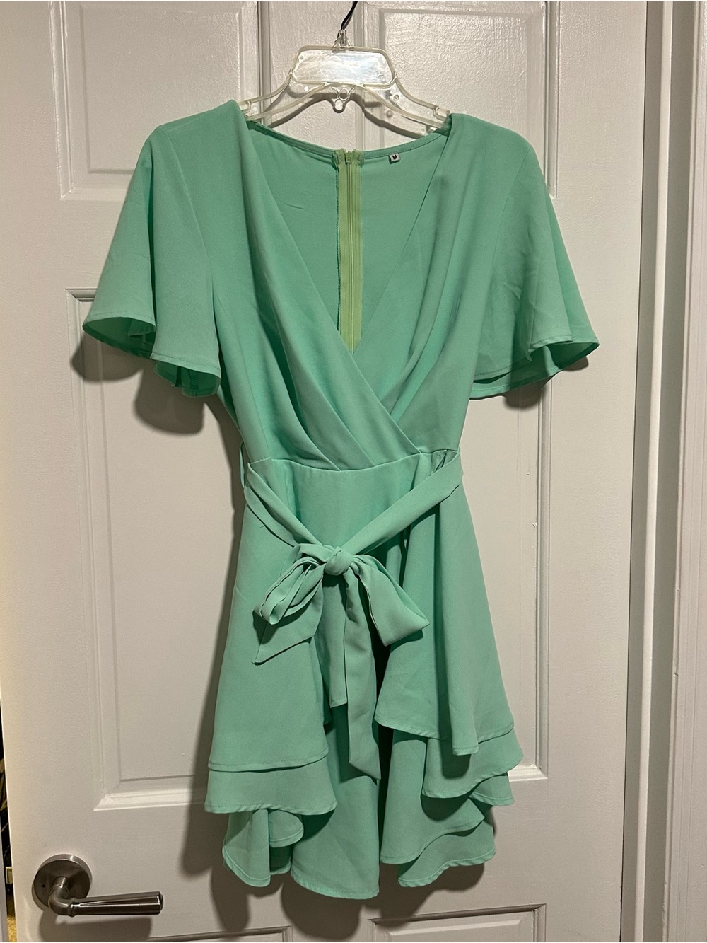 Mint Green Wrap Dress with Tie Waist